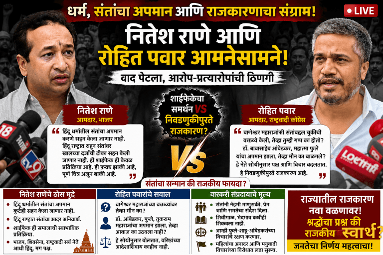 हिंदुत्व की राजकारण? राणे आणि रोहित पवार यांच्यातील शाब्दिक युद्ध.