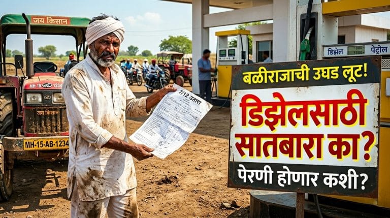 डिझेल साठी चक्क सातबारा अट शेतकरी त्रस्त