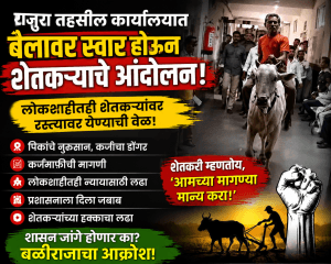 राजुरा: कर्जमाफीसाठी शेतकऱ्याचे बैलावर स्वार होऊन अनोखे आंदोलन!
