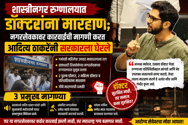 रुग्णालयात डॉक्टरांना मारहाण; नगरसेवकावर कारवाईची मागणी-आदित्य ठाकरे