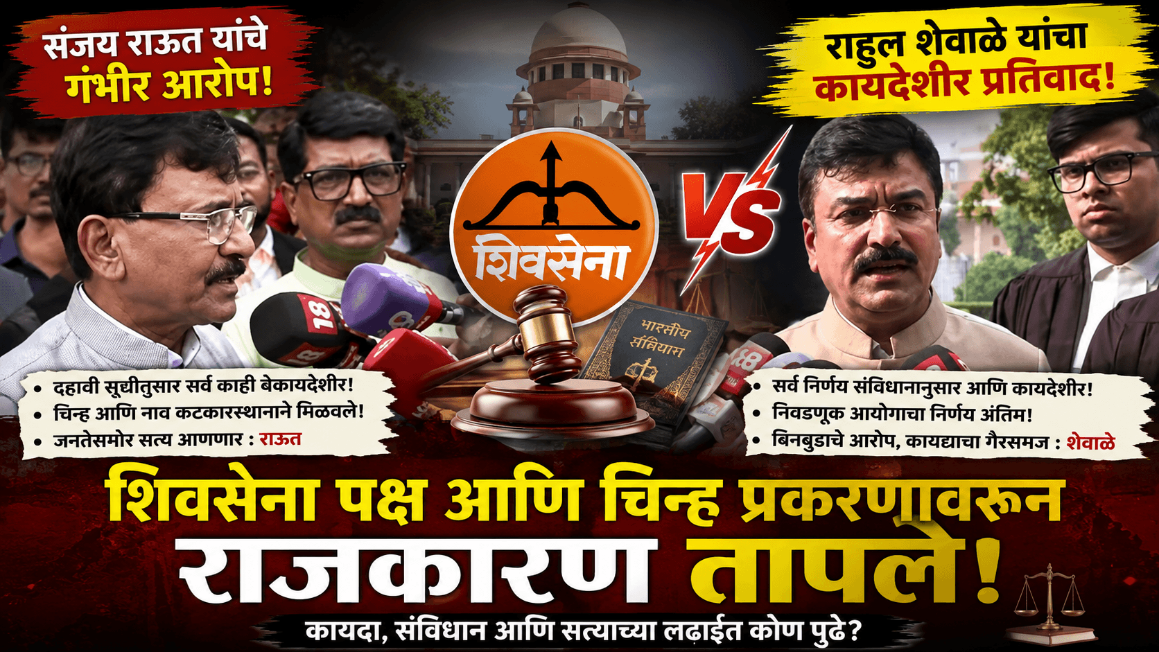 शिवसेना चिन्हावरून वाद पेटला; संजय राऊत आणि राहुल शेवाळे आमनेसामने