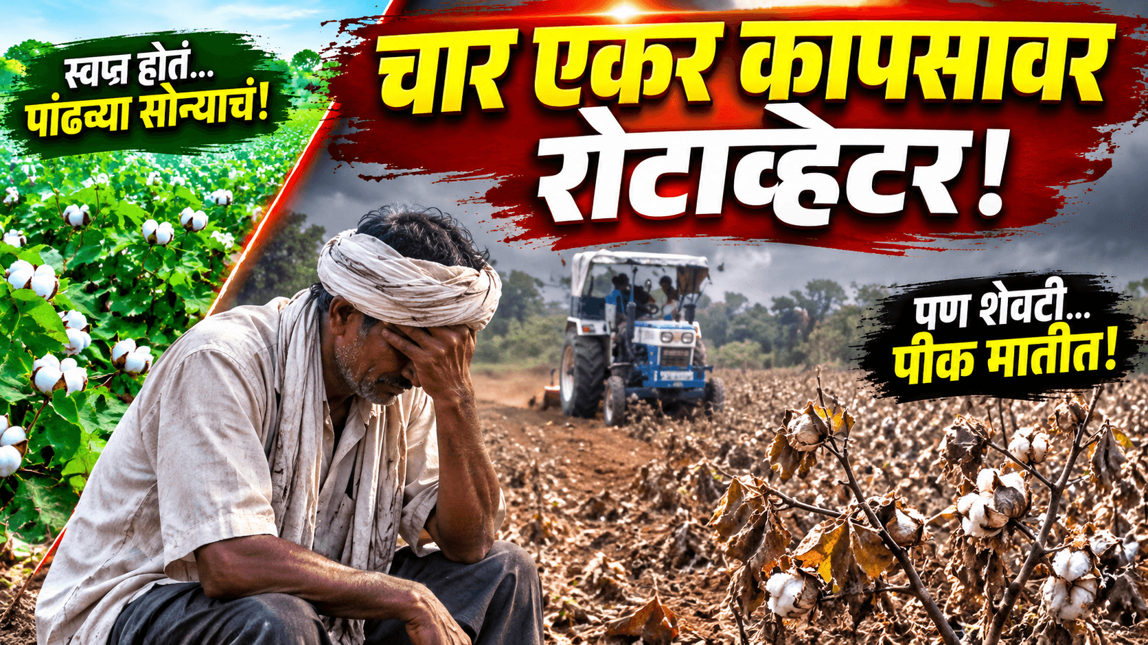 चार एकर कापसावर रोटाव्हेटर; हवालदिल शेतकऱ्याचा टोकाचा निर्णय!